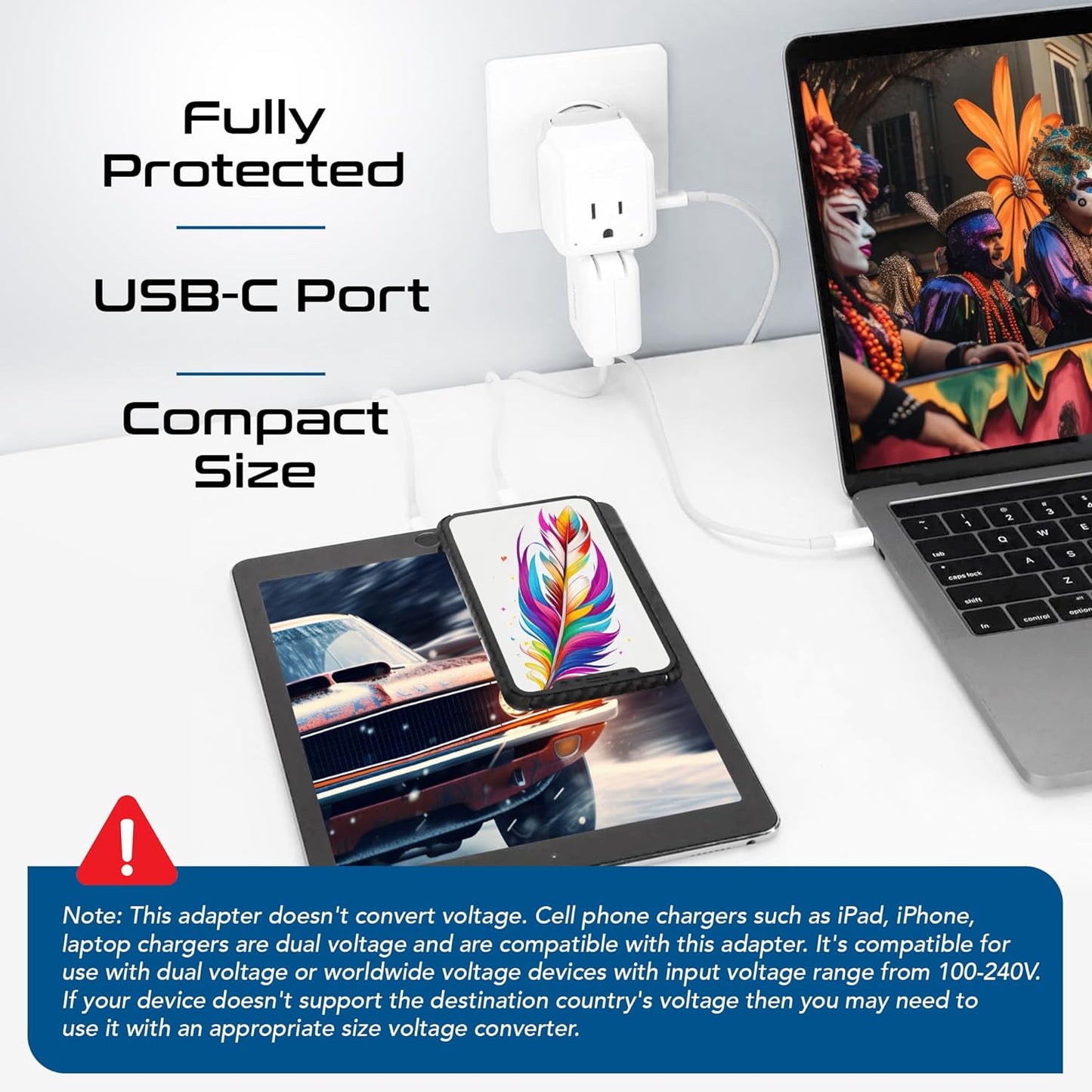 World Travel Plug Adapter Set by , Safe USB-C 30W PD & QC 3.0-2 USA Socket - Compact & Powerful - Use in Europe, Asia, Australia, Japan - Includes Type A, B, C, E/F, G, I Swadapt Attachments