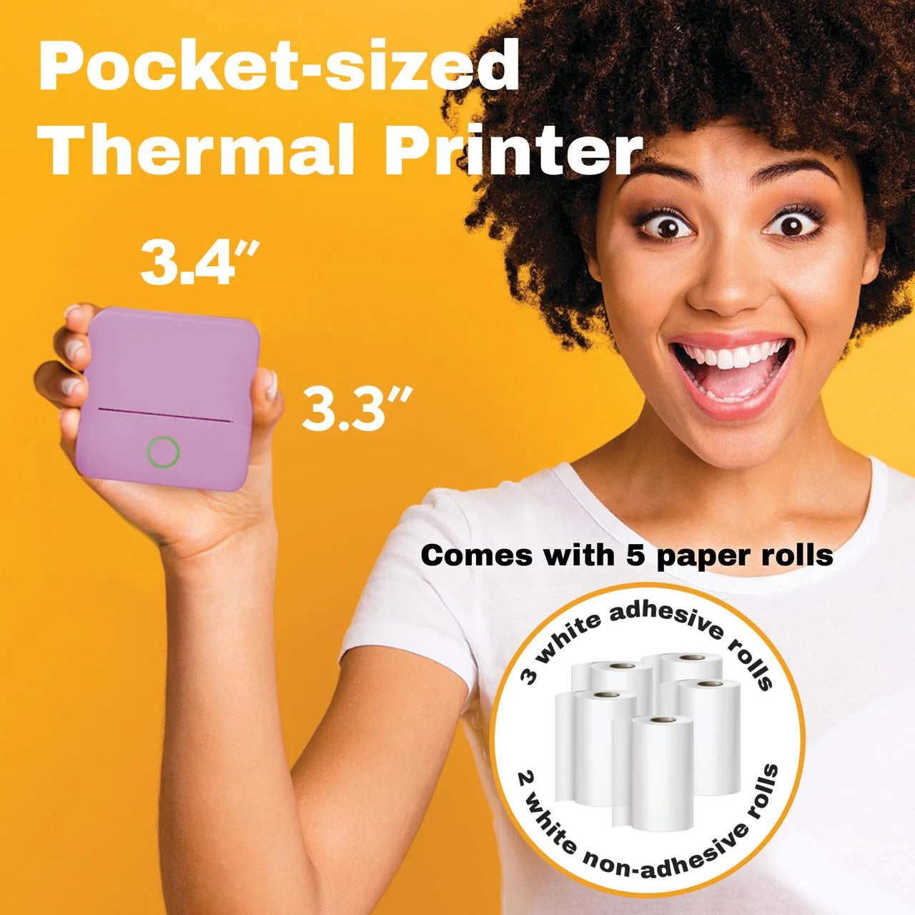 CTP500FL Wireless Mini Portable Inkless Thermal Printer & Label Maker + Paper, Android & Ios (Floral)