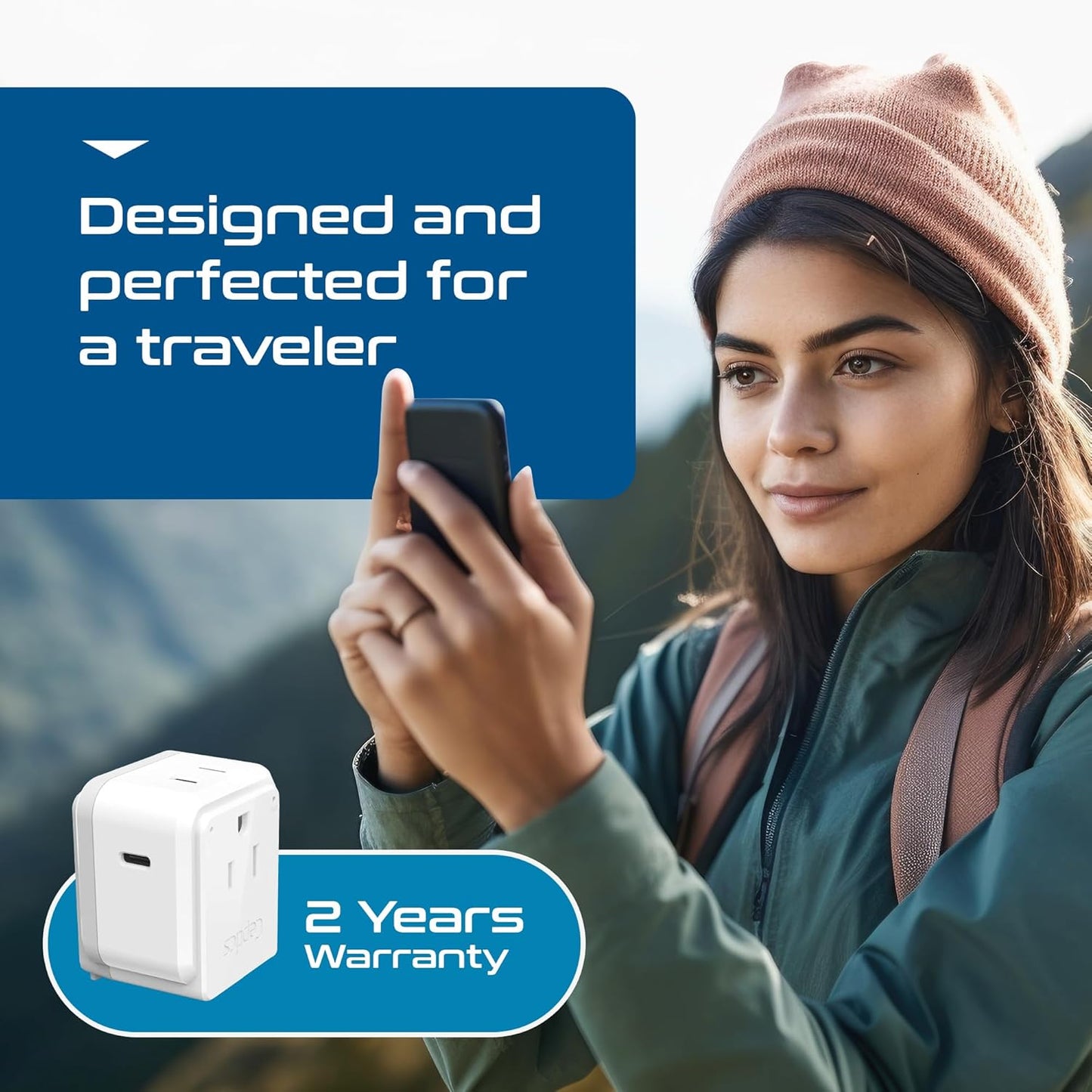 World Travel Plug Adapter Set by , Safe USB-C 30W PD & QC 3.0-2 USA Socket - Compact & Powerful - Use in Europe, Asia, Australia, Japan - Includes Type A, B, C, E/F, G, I Swadapt Attachments