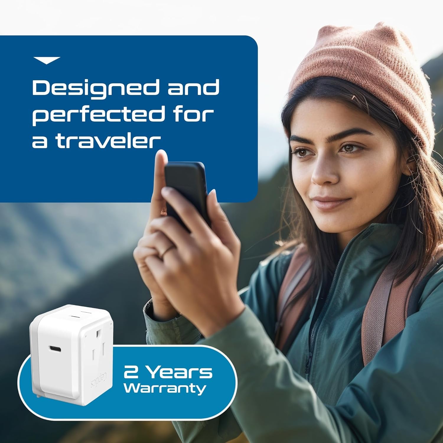 World Travel Plug Adapter Set by , Safe USB-C 30W PD & QC 3.0-2 USA Socket - Compact & Powerful - Use in Europe, Asia, Australia, Japan - Includes Type A, B, C, E/F, G, I Swadapt Attachments